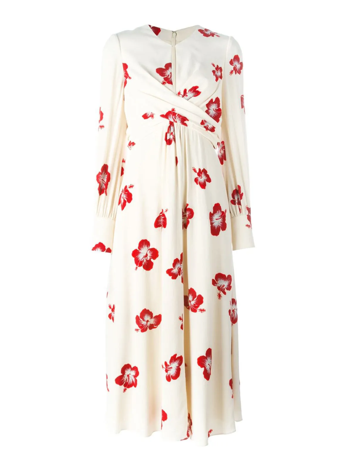 Saint Laurent Floral Printed Crossover Crepe Midi Dress
