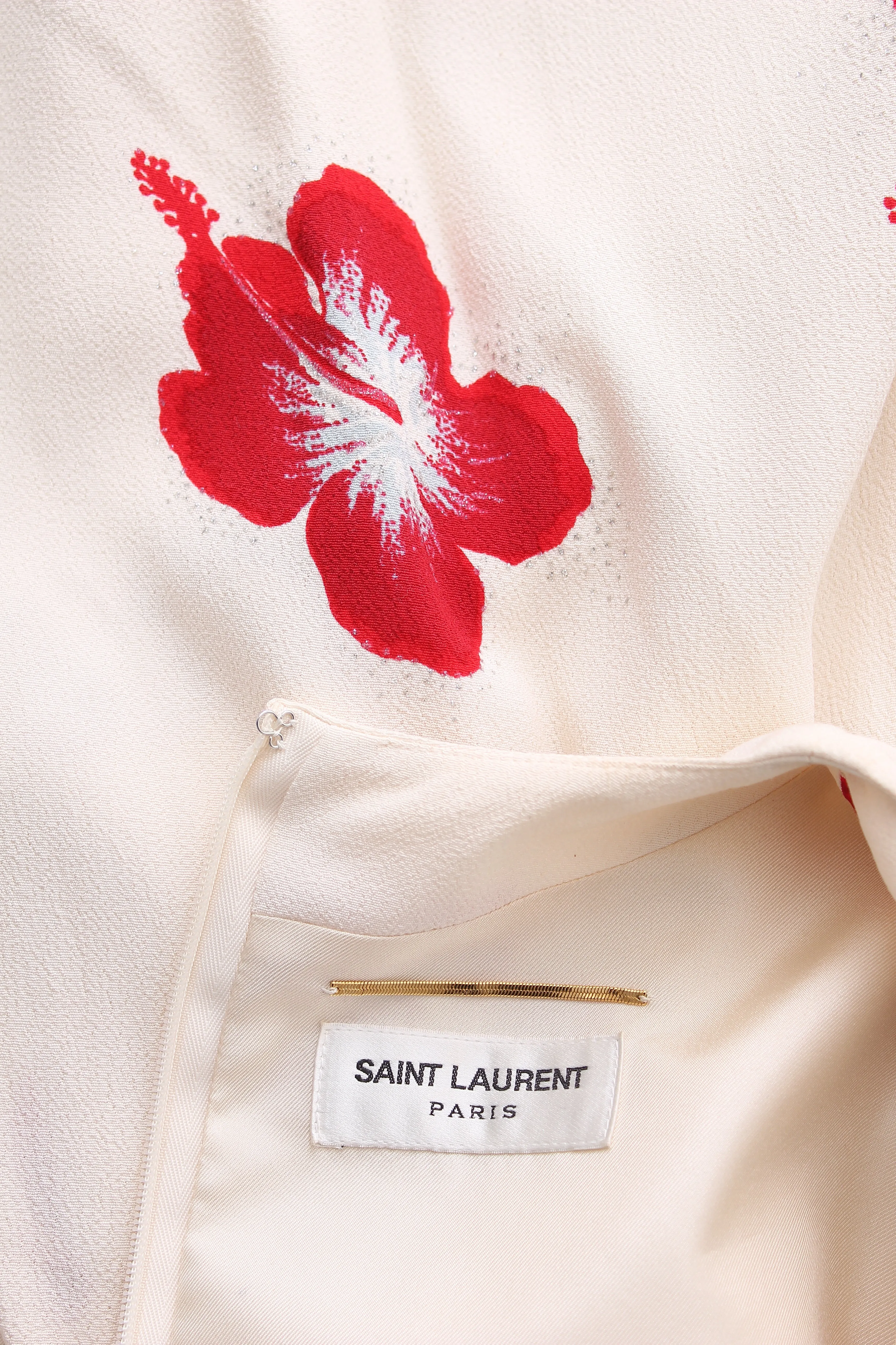 Saint Laurent Floral Printed Crossover Crepe Midi Dress