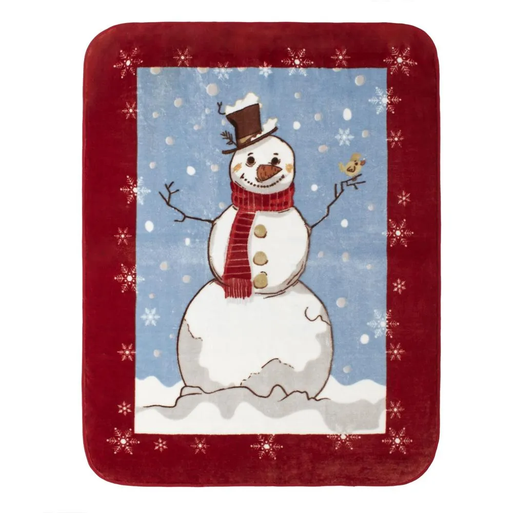 Shavel Hi Pile High Quality Luxurious And Incredibly Soft Warm Snuggly Throw Jumbo 60x80" - Snowman