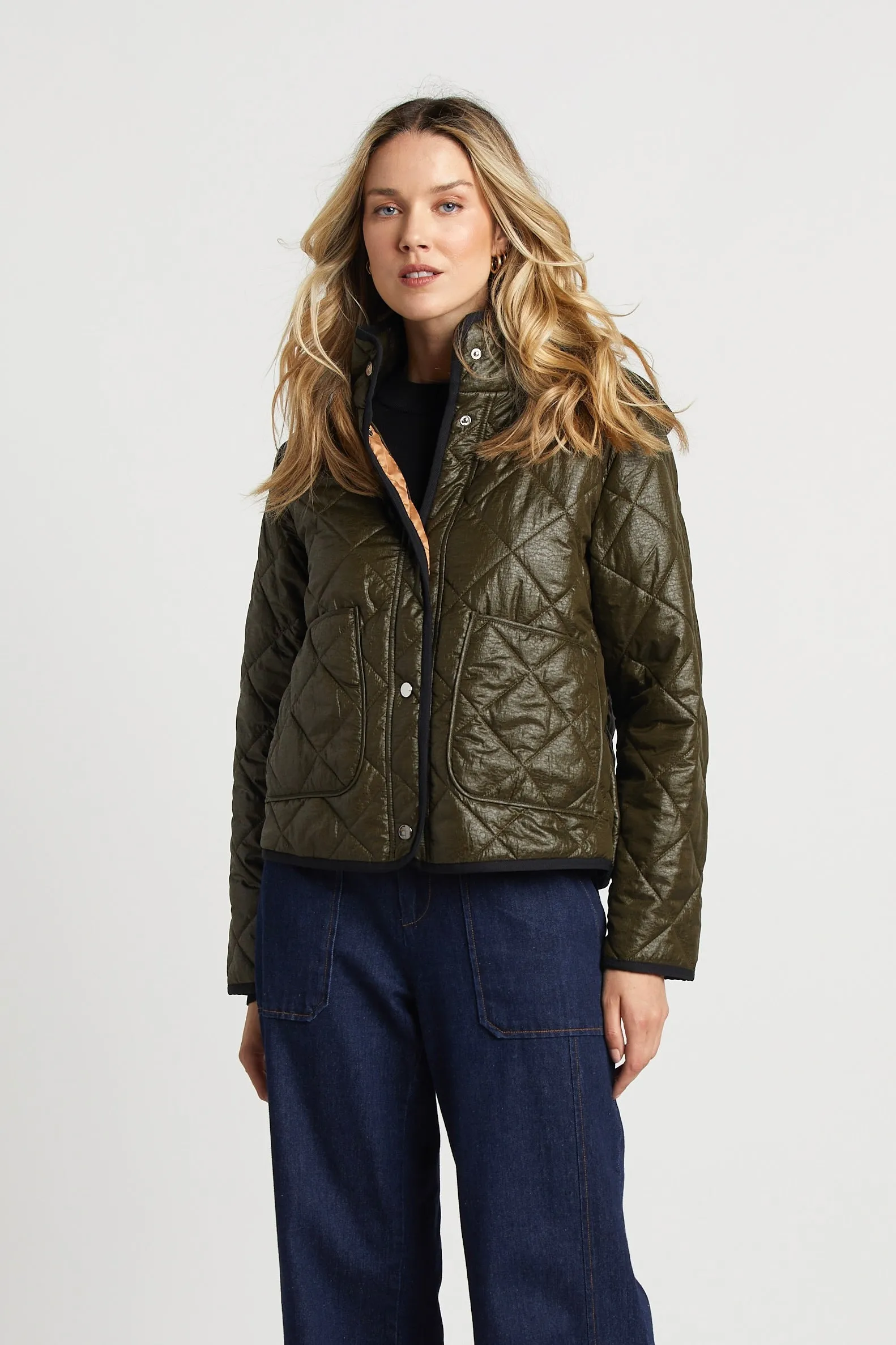 Shelby Short Quilted Hooded Jacket - Army Green