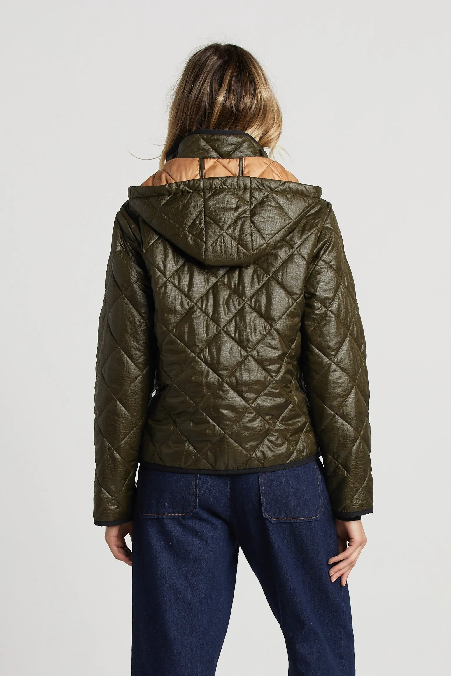 Shelby Short Quilted Hooded Jacket - Army Green