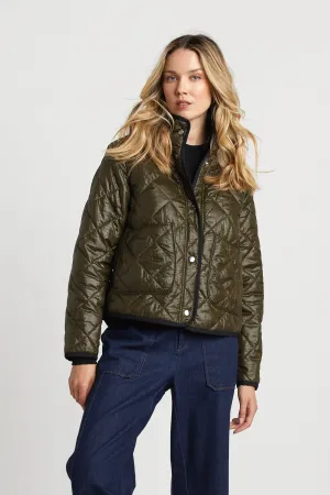 Shelby Short Quilted Hooded Jacket - Army Green