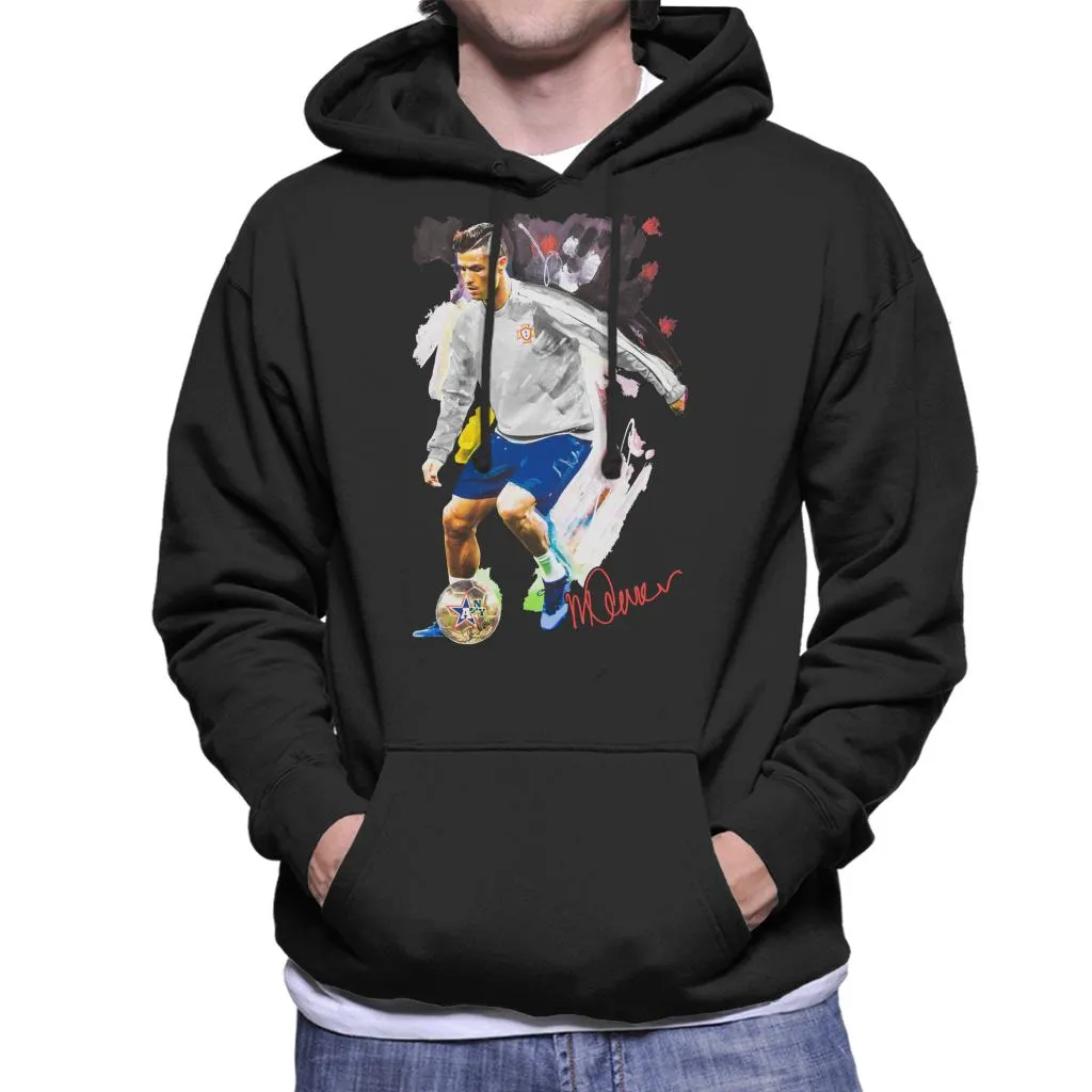 Sidney Maurer Original Portrait Of Cristiano Ronaldo Dribbling A Football Men's Hooded Sweatshirt