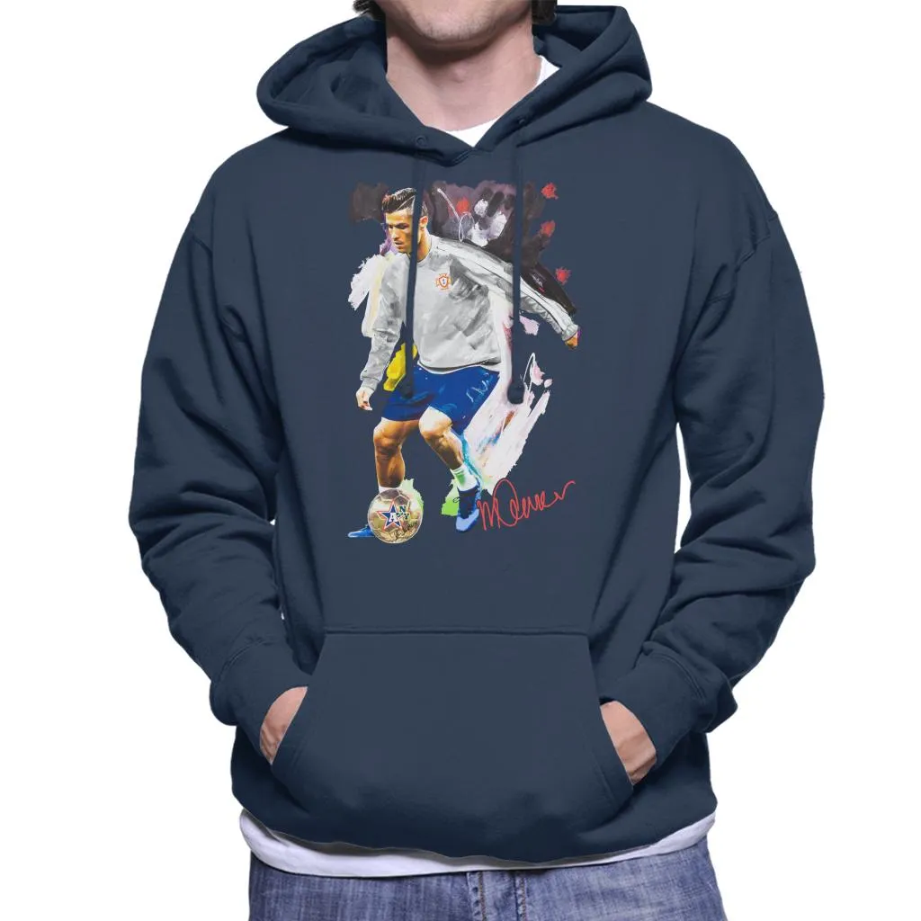 Sidney Maurer Original Portrait Of Cristiano Ronaldo Dribbling A Football Men's Hooded Sweatshirt