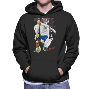 Sidney Maurer Original Portrait Of Cristiano Ronaldo Dribbling A Football Men's Hooded Sweatshirt