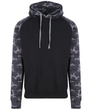 Solid Black/Black Camo - Baseball hoodie