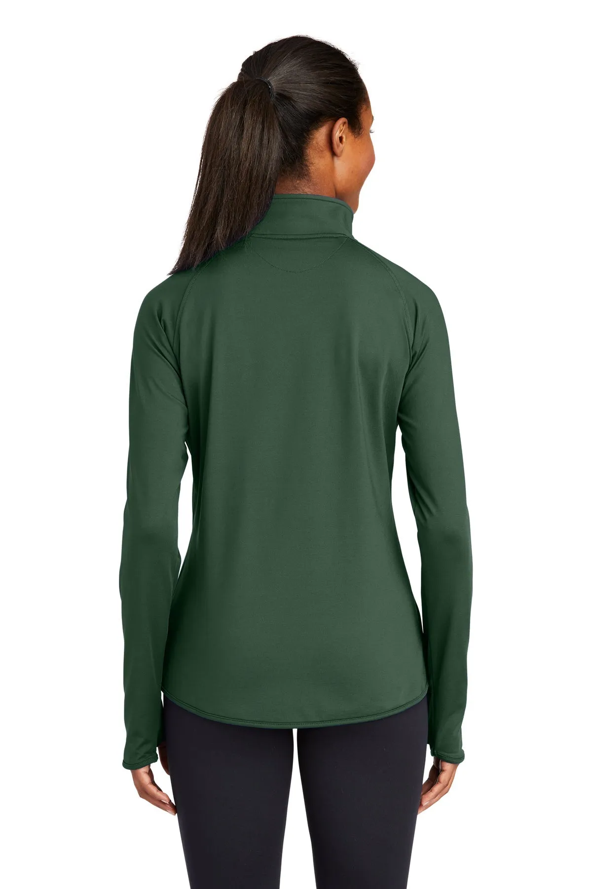Sport-Tek Ladies Sport-Wick Stretch Customized 1/2-Zip Pullovers, Forest Green