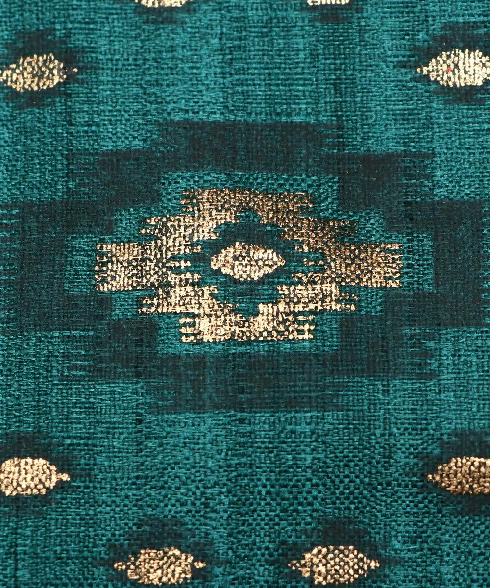 Teal Colour Unique Pattern Khadi  Silk Fabric