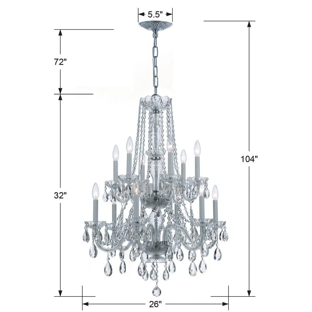 Traditional Crystal 12 Light Spectra Crystal Polished Chrome Chandelier