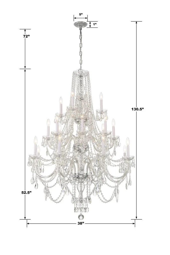 Traditional Crystal 20 Light Hand Cut Crystal Polished Chrome Chandelier