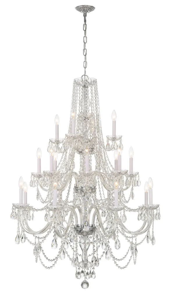 Traditional Crystal 20 Light Hand Cut Crystal Polished Chrome Chandelier