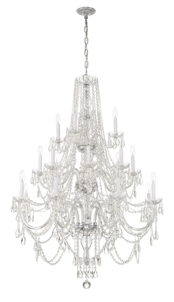 Traditional Crystal 20 Light Hand Cut Crystal Polished Chrome Chandelier