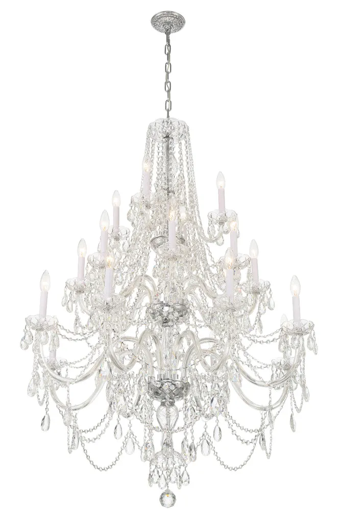 Traditional Crystal 20 Light Hand Cut Crystal Polished Chrome Chandelier