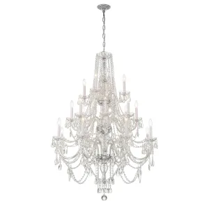 Traditional Crystal 20 Light Hand Cut Crystal Polished Chrome Chandelier