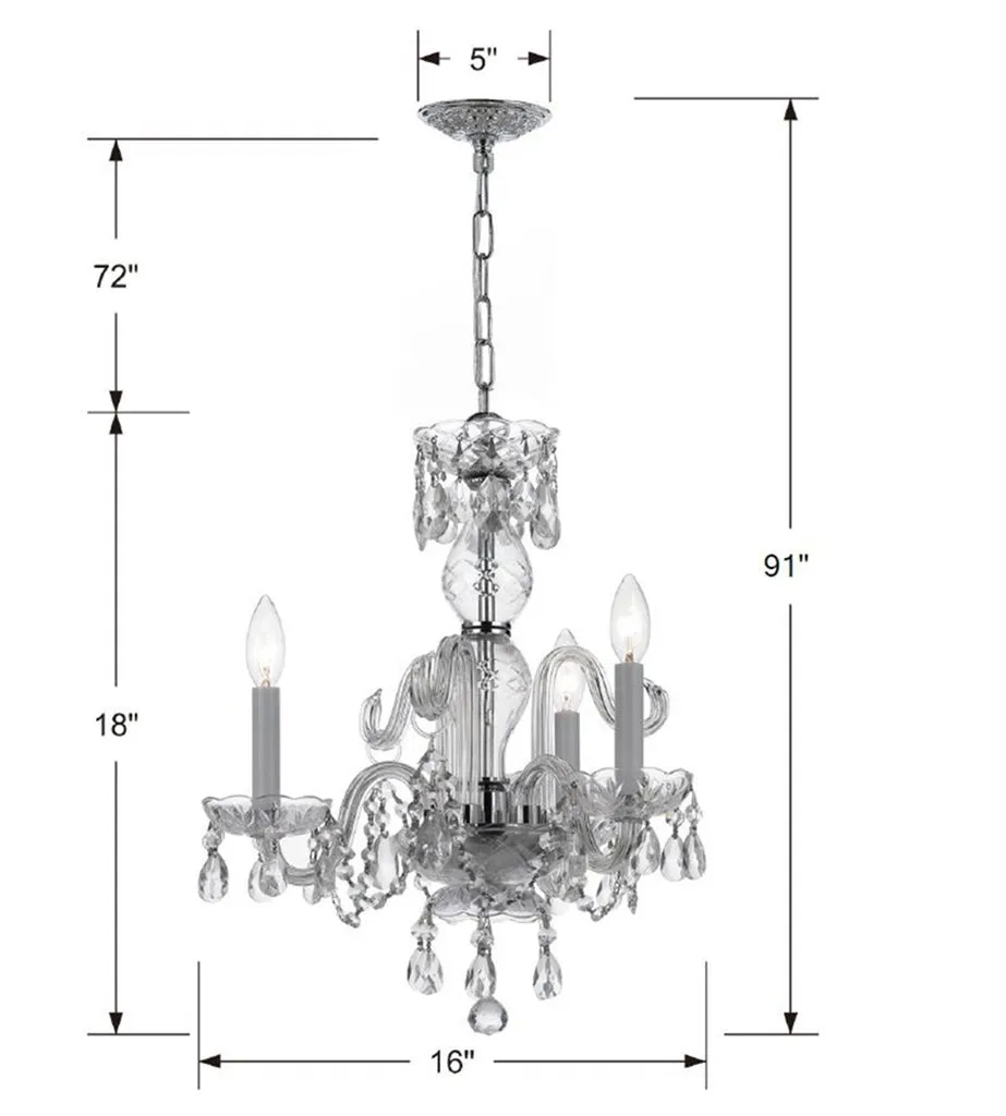 Traditional Crystal 3 Light Clear Crystal Polished Chrome Mini Chandelier