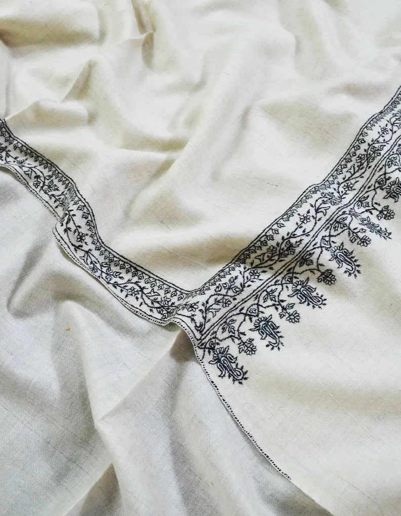 white embroidery pashmina shawl 8535