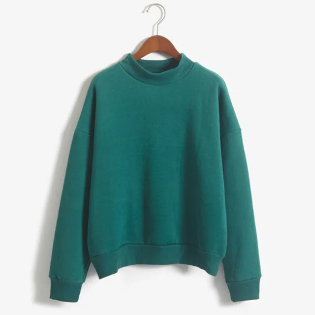 Wholesale M-XXL Cute Women Hoodies Pullover 9 colors 2017 Autumn Coat Winter Loose Fleece Thick Knit Sweatshirt Female