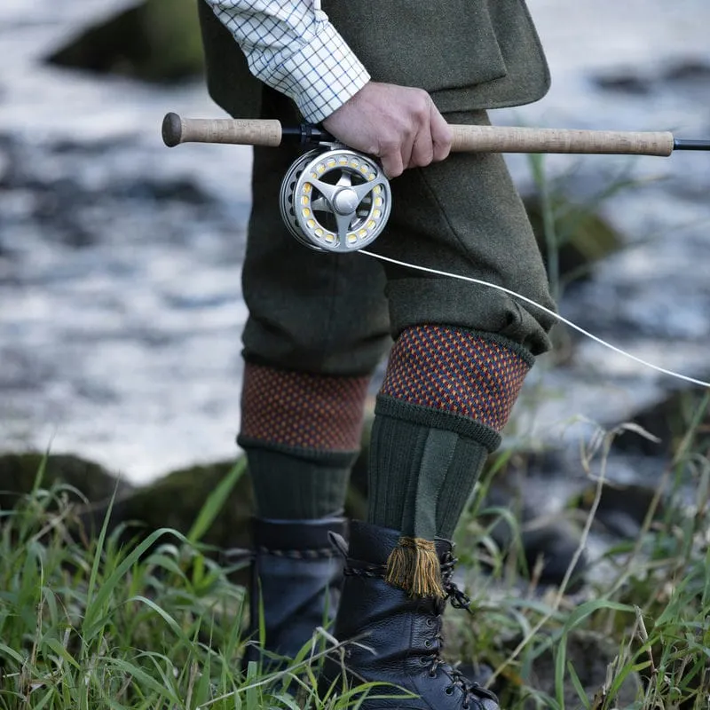 William Powell Tayside Mens Merino Shooting Socks with Garters - Spruce