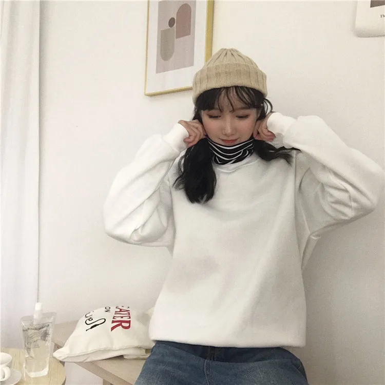 Wjczt Solid Color Hoodies Women Jersey Winter Fleece Korean Harajuku Sweatshirt Women Kpop Kawaii Black Pink Womens Pullover