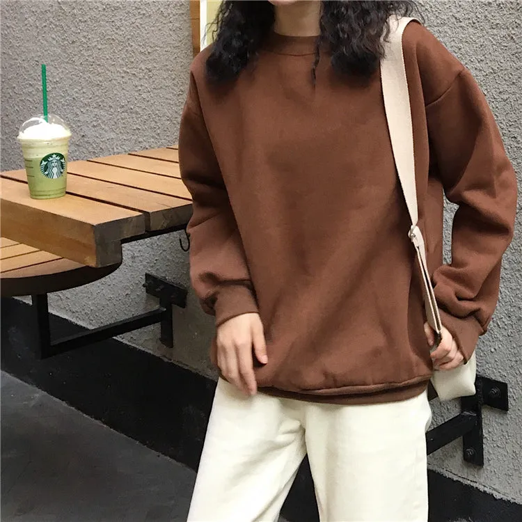 Wjczt Solid Color Hoodies Women Jersey Winter Fleece Korean Harajuku Sweatshirt Women Kpop Kawaii Black Pink Womens Pullover