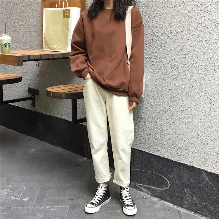 Wjczt Solid Color Hoodies Women Jersey Winter Fleece Korean Harajuku Sweatshirt Women Kpop Kawaii Black Pink Womens Pullover