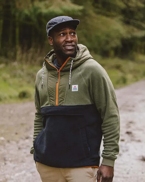 Woodland Hooded 1/2 Zip Polar Fleece - True Black/Khaki