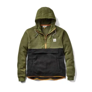 Woodland Hooded 1/2 Zip Polar Fleece - True Black/Khaki