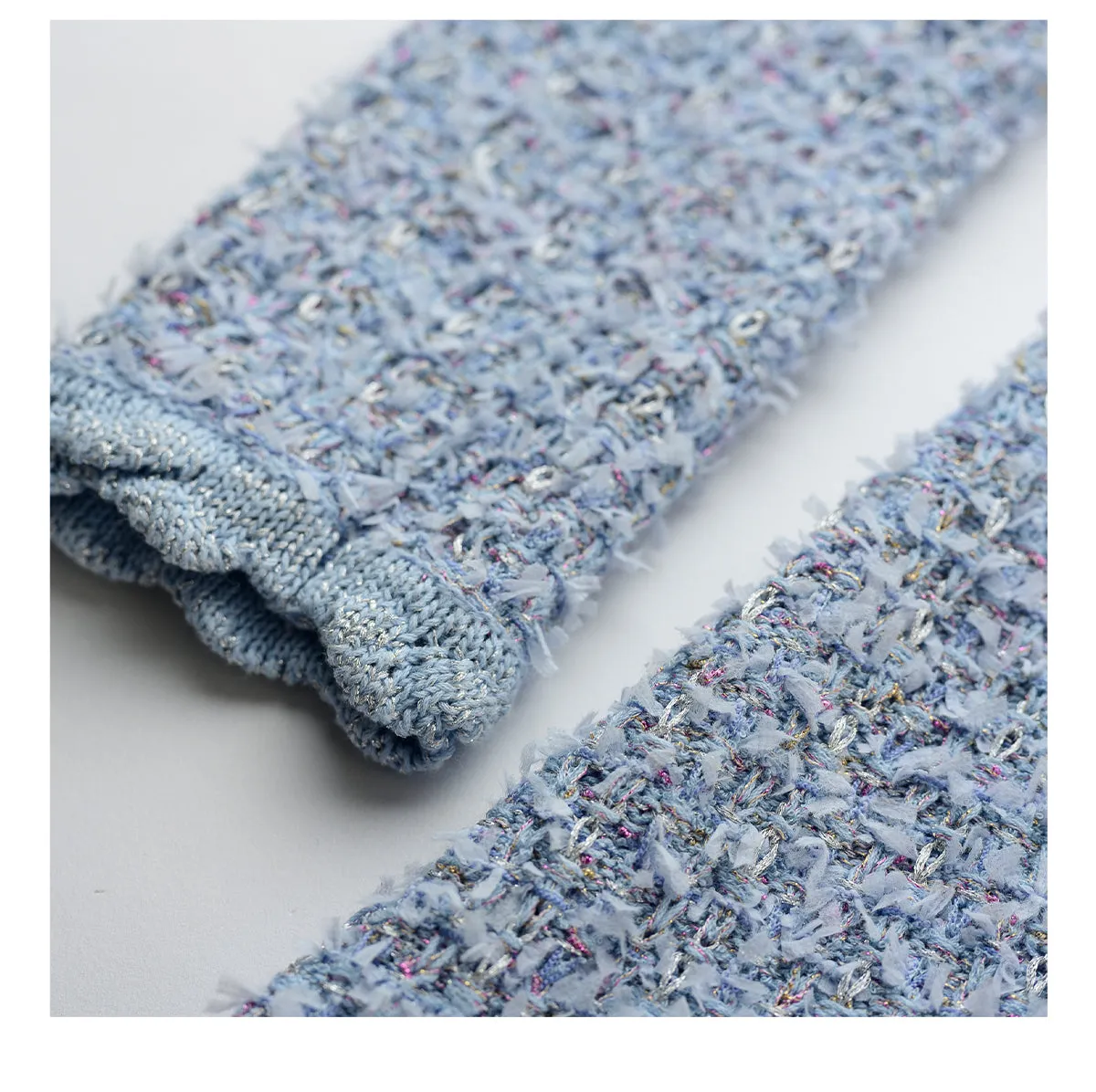 YES BY YESIR elegant sophisticated feminine pastel blue knitted dress - Julius