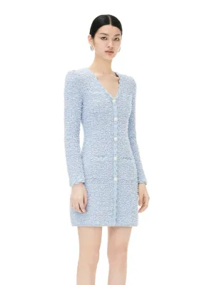 YES BY YESIR elegant sophisticated feminine pastel blue knitted dress - Julius